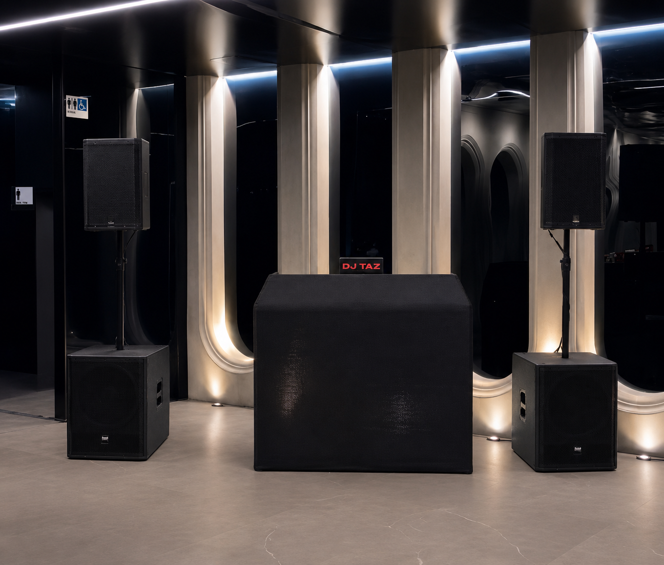 DJ Taz sound and lighting setup